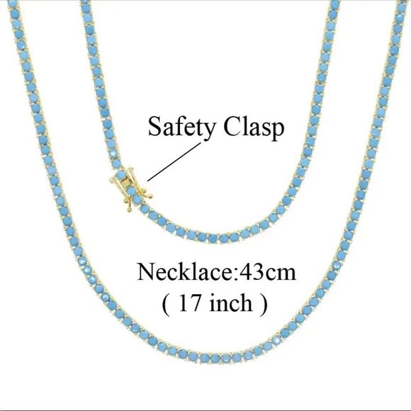 TURQUOISE TENNIS CHAIN NECKLACE - Picture 3 of 4